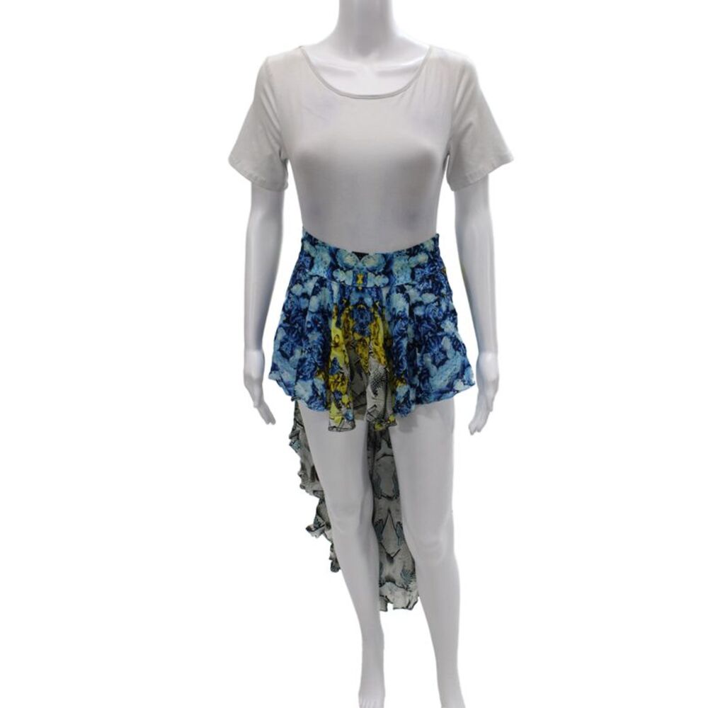 Kore Women Blue Floral Polyester Midi Skort Pull On Size S